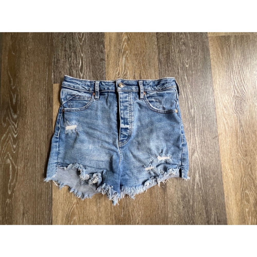 Twenty-Eight Denim Shorts Womens 28 Blue High Rise Distressed Frayed Hem